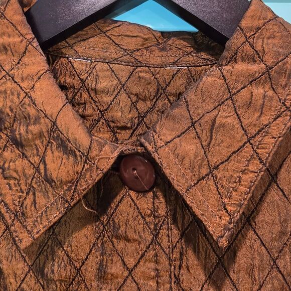 Brown Quilted Button-Up Jacket - Picture 3 of 5
